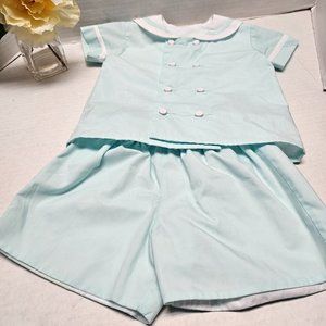 PP Co Short 2pc SS Shirt Pants Shorts Mint Green Outfit Boys 18 Month 1.5 Year
